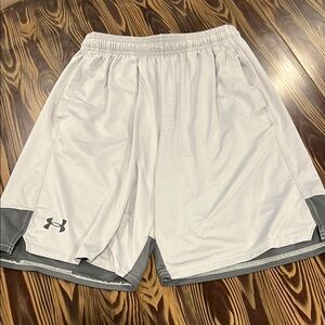 Under Armour Gray and Silver Athletic Shorts Moisture-Wicking